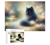 Rompecabezas duro para adultos, 500 piezas con reflejo de gato del bosque encantado, rompecabezas para adultos, juego familiar para diversión familiar, gran regalo para juegos, 500 piezas