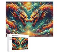 Rompecabezas duro para adultos, 500 piezas, Dragon Duel, Fantasía, obras de arte para adultos, juego familiar para diversión familiar, gran regalo para juegos, 500 piezas