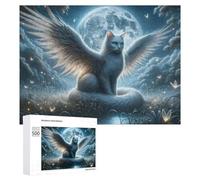 Rompecabezas duro para adultos, 500 piezas, escena nocturna de gato alado encantado, juego familiar para diversión familiar, gran regalo para juegos, 500 piezas