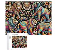 Rompecabezas duro para adultos, 500 piezas, ilustración de animales coloridos, rompecabezas para adultos, juego familiar para diversión familiar, gran regalo para juegos, 500 piezas