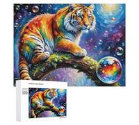 Rompecabezas duro para adultos, 500 piezas, impresión artística de tigre colorido, 4 rompecabezas para adultos, juego familiar para diversión familiar, gran regalo para juegos, 500 piezas