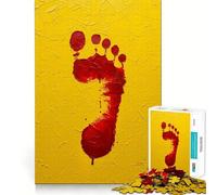 Rompecabezas Duro para Adultos con Huella roja sobre Fondo Amarillo Texturizado, 1000 Piezas, desafío Mental, Juguete de Ocio Suave, Corte preciso, Regalo Memorable (38x26cm)