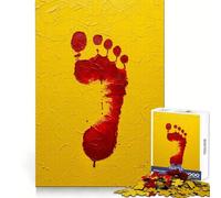 Rompecabezas Duro para Adultos con Huella roja sobre Fondo Amarillo Texturizado, 1000 Piezas, desafío Mental, Juguete de Ocio Suave, Corte preciso, Regalo Memorable (38x26cm)