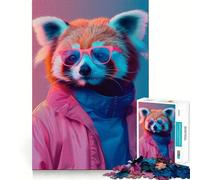 Rompecabezas Duro para Adultos con Retrato de Panda Rojo de Miami, 1000 Piezas, diseño clásico, Ideal para Relajarse y Relajarse (38x52cm)