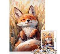 Rompecabezas Duro para Adultos de 1000 Piezas: Adorable Zorro relajándose en Campos de Trigo Dorado Decoración del hogar Juguetes Ideas de Regalo para Juegos educativos Cada Pieza es única: 38x52cm