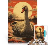 Rompecabezas Duro para Adultos de 1000 Piezas Cisne al Atardecer Hecho de cartón para Mayores de 14 años Matar el Tiempo en Vacaciones en casa Ideas de Regalos tamaño:26x38cm/10.24x14.96pulgada