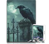Rompecabezas Duro para Adultos de 1000 Piezas: Cuervo en la Puerta del Cementerio Un Momento de Tranquilidad Relajante Juguete de precisión estándar Tamaño: 38x26cm