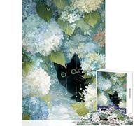 Rompecabezas Duro para Adultos de 1000 Piezas Gato Negro bajo la Lluvia Juguetes antiestrés Regalos de Amigo Secreto Juegos Familiares desafío Educativo tamaño 38x52cm