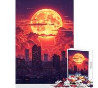 Rompecabezas Duro para Adultos de 1000 Piezas Luna de neón sobre la Ciudad ∕ Juguetes DIY Regalo de cumpleaños Juego práctico colección de Artistas Bellas Artes tamaño 38x26cm
