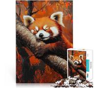 Rompecabezas Duro para Adultos de 1000 Piezas Panda Rojo soñando Hecho de cartón para Mayores de 14 años Juego Educativo de Aprendizaje Mejorar el Amor Entre Parejas tamaño：38x52cm