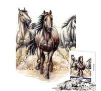 Rompecabezas Duro para Adultos de 1000 Piezas: Tres Caballos Corriendo Juguetes de decoración para el hogar Regalo Divertido Juego Familiar Cada Pieza es única Tamaño: 38x52cm