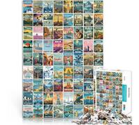 Rompecabezas Educativo de 1000 Piezas Arte de Empalme de Carteles Retro Madera，para Mayores de 14 años Juego desafiante con póster y Hoja de Preguntas a Juego。tamaño：50x75cm