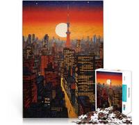 Rompecabezas Educativo de 1000 Piezas para Adultos Atardecer en Tokio, Japón Madera,para y a Partir de 14 años Juego de ingenio Donación de Obras de Arte。tamaño:50x75cm/19.68x29.52pulgada