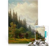 Rompecabezas Educativo de 1000 Piezas para Adultos “Escena Alpina de Bierstadt” ，Apto para Personas Mayores de 14 años. Juguetes de Juego desafiantes Adecuado para decoración de Escritorio.。