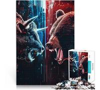 Rompecabezas Educativo de 1000 Piezas para Adultos Toros contra Osos Hecho de Papel，Apto para Personas Mayores de 14 años. Decoración del hogar Ideas de Regalos。tamaño：26x38cm/10.24x14.96pulgada