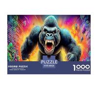 Rompecabezas Educativo de Rugido de Gorila para Adultos: Fondo de Fuego de Gorila Enojado, 1000 Piezas, Apto para descompresión, 38 x 26 cm (1000 Piezas)