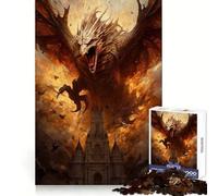Rompecabezas El Ataque del dragón de Fuego de 1000 Piezas para adultosEntrenamiento de memoriaDistracción relajanteBordes precisosRegalo Festivo (38x26cm)