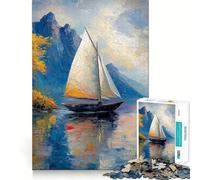 Rompecabezas El Barco Solitario de 1000 Piezas para Adultos Juguete de lógica Resistente Alivia la ansiedad Bordes Transparentes Regalo Ideal para Festivales 38x52cm