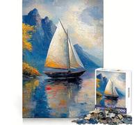 Rompecabezas El Barco Solitario de 1000 Piezas para Adultos Juguete de lógica Resistente Alivia la ansiedad Bordes Transparentes Regalo Ideal para Festivales 38x52cm
