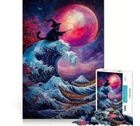 Rompecabezas El Gato Mago y la Gran Ola de 1000 Piezas Juego Mental Divertido Diseño de Ajuste Huecos Regalo Ideal para reuniones Familiares (50x75cm)