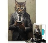 Rompecabezas El Gato Moderno Empleado de 1000 Piezas para Adultos Juguete de razonamiento y Habilidad Relajante y de Corte preciso Regalo conmovedor 38x26cm