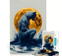 Rompecabezas El Hombre Lobo y la Luna de 1000 Piezas Diversión para estimular la concentración Corte láser para un Ajuste Actividad para Compartir con Seres Queridos (38x52cm)