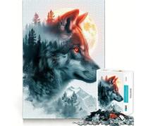 Rompecabezas El Lobo Blanco y la Luna para Adolescentes 1000 Piezas Mejora Mental Juego Tamaño Uniforme Piezas Precisas Diversión Familiar Actividad Nocturna (38x26cm)