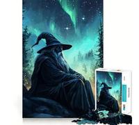 Rompecabezas El Mago bajo la Aurora Boreal de 1000 Piezas Juego de lógica y Pensamiento lógico Experto en Corte Artesanal Momento de Tranquilidad y Ejercicio Mental en casa (38x52cm)