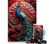 Rompecabezas El Pavo Real en Flor de 1000 Piezas para Adolescentes Juguete de lógica Resistente Actividad para el hogar Bordes Transparentes Regalo Ideal 38x52cm