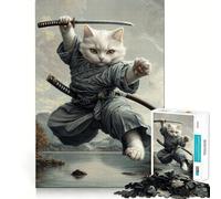 Rompecabezas El Poder del Gato samurái para Adolescentes, 1000 Piezas, Juguete cognitivo, pasatiempo Tranquilo, Borde Premium, 50x75cm