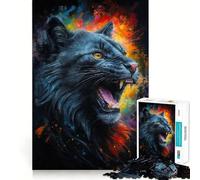 Rompecabezas El Rugido del Gato Negro para Adolescentes, 1000 Piezas, Mejora la Memoria, Disfruta de Bordes Limpios, 50x75cm