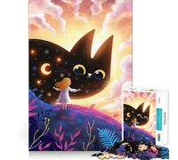 Rompecabezas El sueño Estrellado del Gato para Adolescentes, 1000 Piezas, Juguete cognitivo, pasatiempo Tranquilo, Borde Premium, 38x26cm