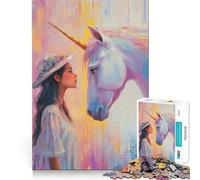 Rompecabezas El Unicornio y la Niña para Adolescentes, 1000 Piezas, para Mejorar la Memoria, el Entretenimiento en casa, Bordes precisos, 38x52cm