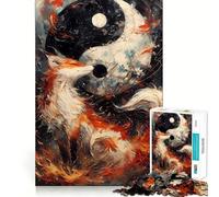Rompecabezas El Zorro Yin y Yang de 1000 Piezas para Adultos Mejora la Memoria Tiempo de Aprendizaje Imagen para armar Obra de Arte 50x75cm