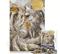 Rompecabezas Elegancia Zorro de Nueve Colas 1000 Piezas para Adolescentes Recuerdo Impulso Tiempo Sereno Corte Suave Regalo Elegante (38x52cm)
