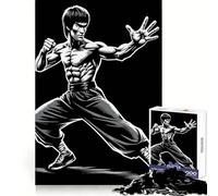 Rompecabezas en Blanco y Negro de Bruce Lee para Adultos,1000 Piezas,para memorizar,para un Entretenimiento Tranquilo,con Bordes definidos, cumpleaños (38x26cm)