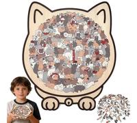 Rompecabezas en Forma de Gato 135 Rompecabezas de Madera de Color Parcial en Forma de Gato Rompecabeza de Madera Decorativa para Adultos Rompecabeza desafiantes Irregulares para Gatos Katzendamen-C