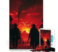 Rompecabezas Enfrentamiento en un Pueblo del Oeste al Atardecer de 1000 Piezas Juguete de construcción Focus Ensamblaje Firme y Seguro Juguete de Entretenimiento Durante Las Vacaciones