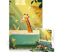 Rompecabezas Es Hora del baño de la Jirafa para Adolescentes, 1000 Piezas, Juego de pasatiempo, conexión precisa, Juego para el hogar, Regalo de cumpleaños (38x26cm)