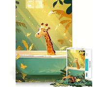 Rompecabezas Es Hora del baño de la Jirafa para Adolescentes, 1000 Piezas, Juego de pasatiempo, conexión precisa, Juego para el hogar, Regalo de cumpleaños (38x26cm)