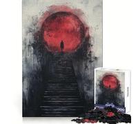 Rompecabezas Escalera Luna Roja de 1000 Piezas para Adolescentes, Juguete de lógica Pura, Suave y Relajante, Pieza de Arte de Corte Limpio (50x75cm)
