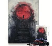 Rompecabezas Escalera Luna Roja para Adolescentes 1000 Piezas Mejora la Memoria Alivia la Tensión Bordes Precisos Obra de Arte de Calidad (38x52cm)