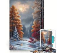 Rompecabezas Escena de Bosque Invernal 1000 Piezas Juego Divertido y Estimulante Troquelado de Alta Precisión Aliviar el Estrés (38x52cm)