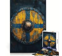 Rompecabezas Escudo Vikingo de 1000 Piezas para Adultos Diversión Intelectual y pasatiempo Relajante Corte preciso Regalo Ideal para Las Fiestas (50x75cm)