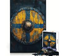 Rompecabezas Escudo Vikingo para Adultos, 1000 Piezas, Ejercicio Mental, Ocio Agradable, Corte Preciso, Regalo de Cumpleaños (38x52cm)