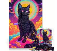 Rompecabezas Espacial de Gato psicodélico de 1000 Piezas para Adolescentes Juguete de lógica Resistente Actividad en casa Bordes Transparentes Regalo Ideal 50x75cm