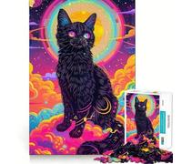 Rompecabezas Espacial de Gato psicodélico para Adolescentes, 1000 Piezas, Juguete de lógica, diversión Relajante, Bordes Suaves, Regalo de cumpleaños 38x26cm