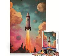 Rompecabezas Espacial de Lanzamiento de Cohetes Retro de 1000 Piezas para Adultos Ayuda a Mejorar la Memoria y Alivia la ansiedad Diseño artístico para armar Regalo Ideal (50x75cm)