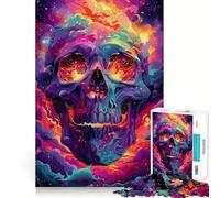 Rompecabezas Espacial psicodélico de Calavera de 1000 Piezas para Adultos Regalo Ideal para ejercitar la Mente Juguete Divertido y silencioso Diseño para armar 38x52cm