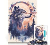 Rompecabezas Espíritu del Bosque del Lobo,1000 Piezas para Adultos,Juego para estimular la Memoria,Calidad Profesional,Actividad de Corte conmovedora para Compartir (38x52cm)